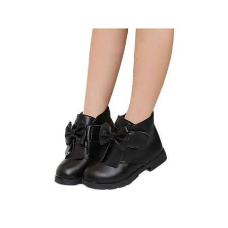 

Ritualay Girls Lightweight Snow Boot Nonslip Sweet Bow Winter Warm Shoes Outdoor School Low Calf Ankle Boots Black 13C