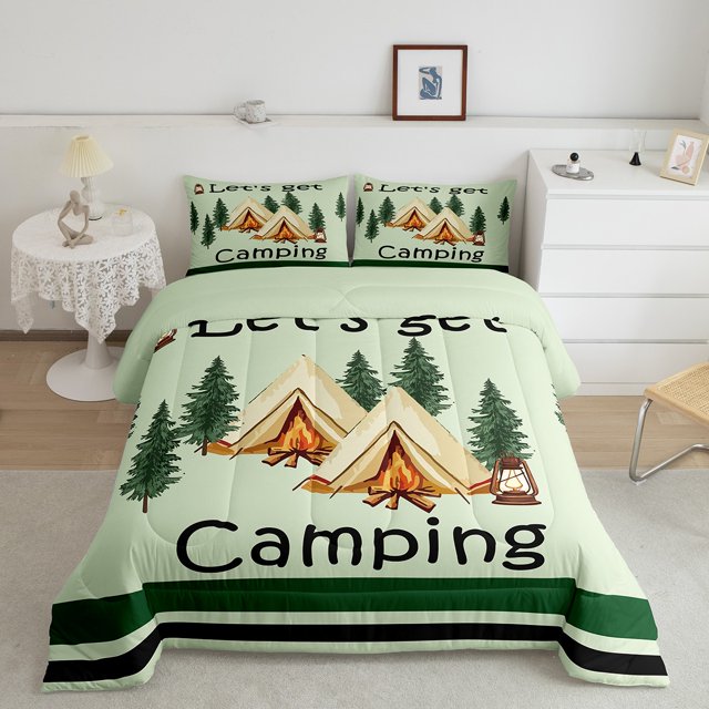 Erosebridal Camping Car Bedding Toddler Comforter Set, Camper Down Comforter, Rustic Farmhouse Decor, Reversible 2 Pieces