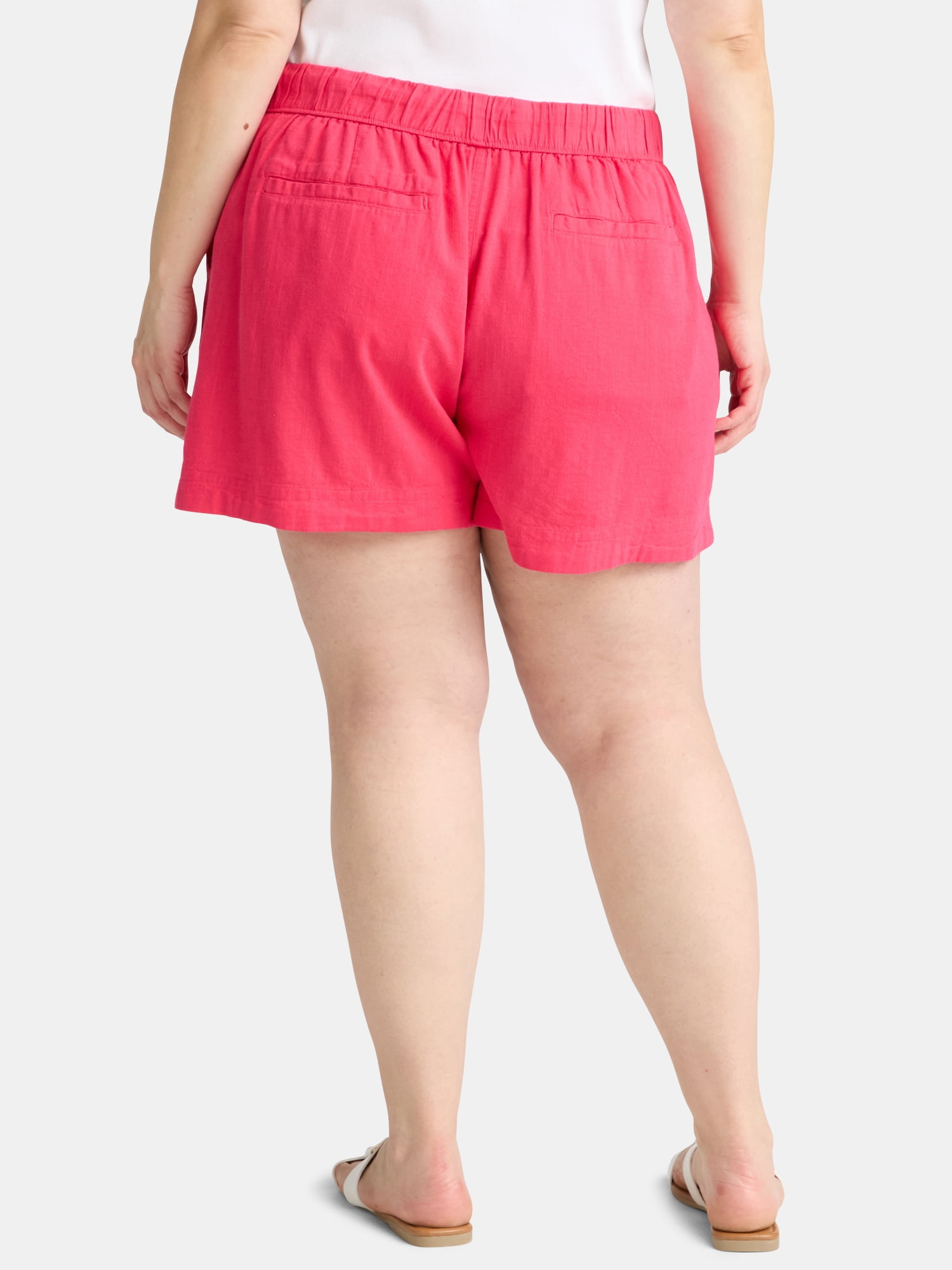 Terra & Sky Women's Plus Size Linen Blend Shorts