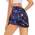 thumbnail image 3 of Bixox Women's Red White Blue Fireworks 1 pattern 2 in 1 Running Shorts - Lightweight Athletic Workout Gym Yoga Shorts Liner with Pockets - Medium, 3 of 5