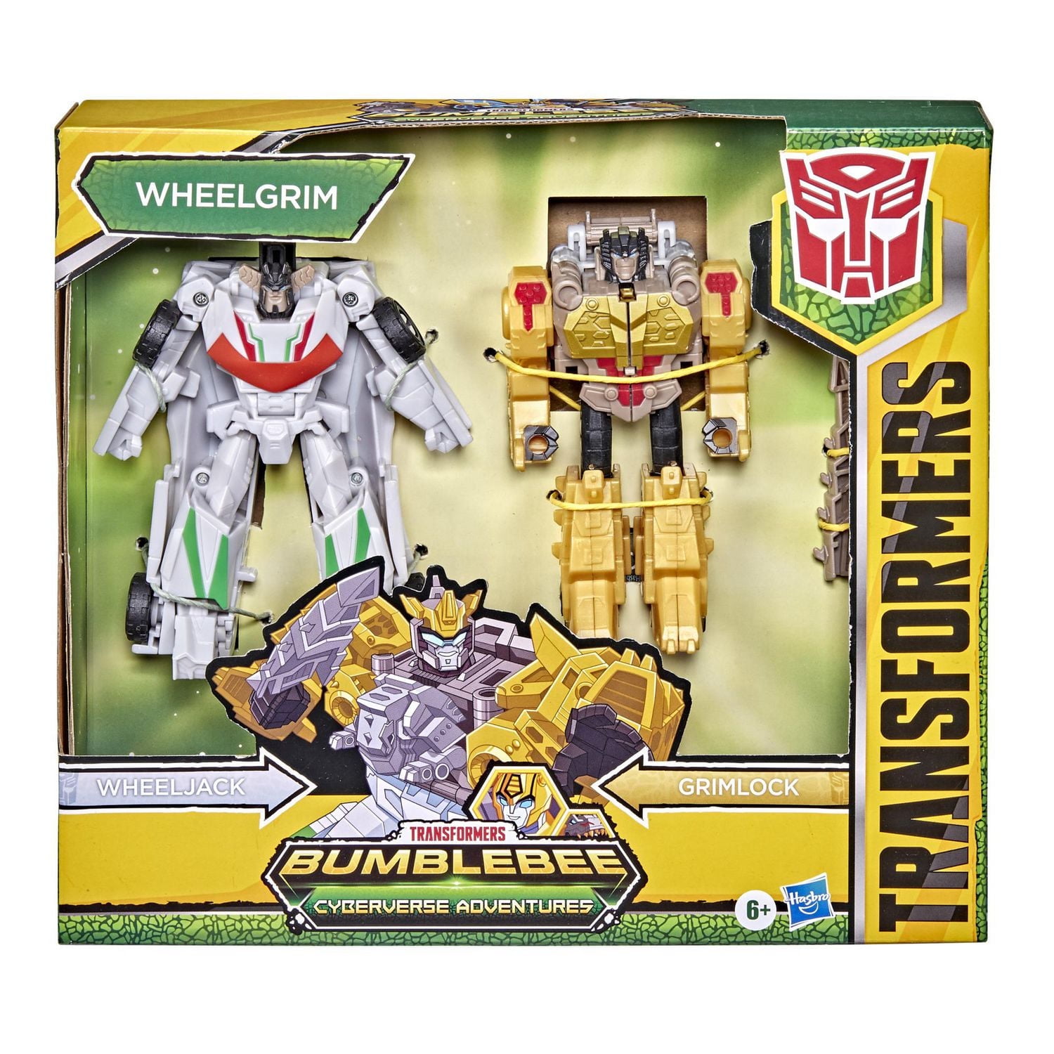 Transformers Bumblebee Cyberverse Adventures Dinobots Unite Toys Dino Combiners Wheelgrim 2-Pack Action Figures, Ages 6 and Up, 4.5-inch
