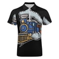 thumbnail image 4 of Train Railroad Men Zipper T-shirt Summer Casual Short Sleeve T-shirt Top, 4 of 7
