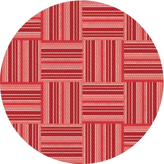 Ahgly Company Tapis d'Intérieur Lavables en Machine, Ronds, Rouges Transitionnels, 4' Ronds