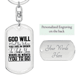 thumbnail image 2 of God Will Take You Stainless Steel or 18k Gold Premium Swivel Dog Tag Keychain, 2 of 16
