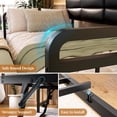 thumbnail image 6 of Twin Daybed with Pop-Up Trundle - Upholstered Leather Headboard with Charging Station, Sturdy Metal Sofa Day Bed Frame for Small Apartment, Bedroom, Guest Room, Light Gray, 6 of 7