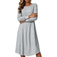 thumbnail image 4 of Awdenio Dresses for Women Fall Long Sleeve Midi DressCrewneck Swing Flowy A Line Dresses Casual Everyday Date Nights Wear, 4 of 7