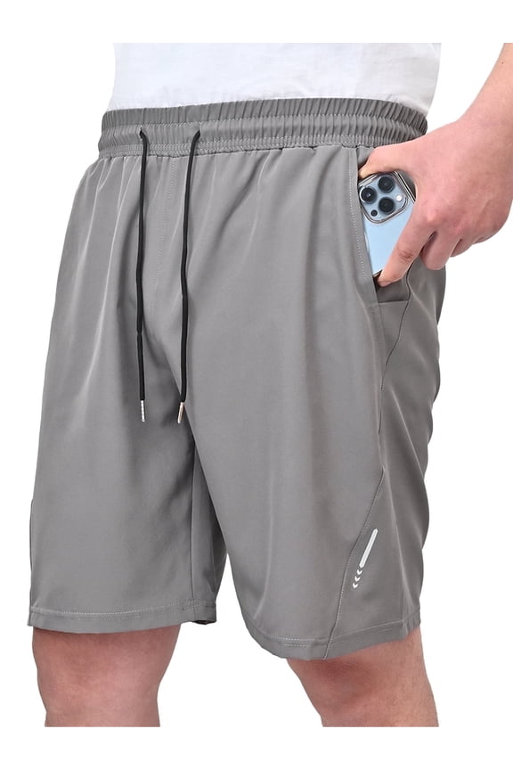 Mens Elastic Waist Drawstring Shorts Casual Classic Fit Stretch Flat Front Shorts with Pockets for Men
