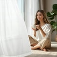 thumbnail image 4 of Deconovo White Voile Sheer Curtains for Bedroom & Living Room, 52x72 Inch, 2 Panels with 8 Grommets, 4 of 10