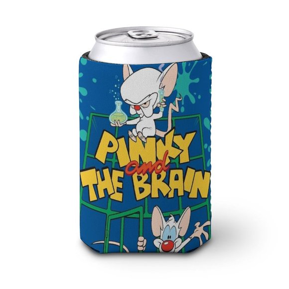 Pinky y Cerebro Funda enfriadora de latas, aislante de bebidas para mantener frías o calientes, funda térmica plegable para latas, portabebidas reutilizable