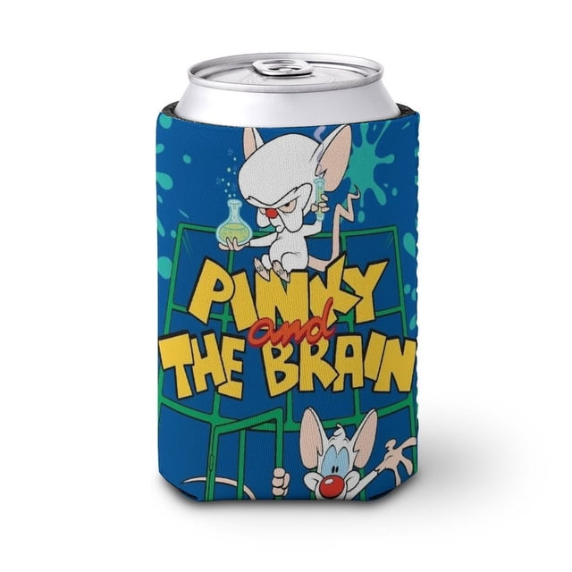 Pinky y Cerebro Funda enfriadora de latas, aislante de bebidas para mantener frías o calientes, funda térmica plegable para latas, portabebidas reutilizable