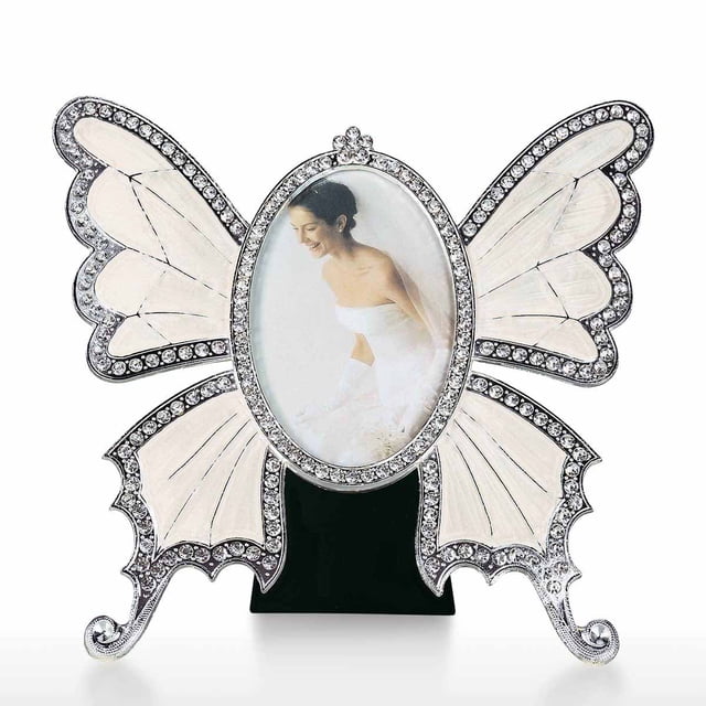 Rhinestone Decorated Ellipse escalewing Diseño Vintage Metal Photo Frame Home Decor Deskto Tooarts escultura de hierro