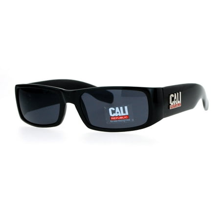 All Black Cali Republic Cholo Gangster Classic Rectangular Sunglasses