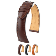 Hirsch Siena Artisan Leather Watch Strap - Brown - L - 18mm - Silver Buckle