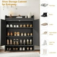 thumbnail image 5 of Homhougo Rattan Shoe Cabinet with 2 Doors, Wooden Shoe Storage Organizer with Adjustable Shelves, 5-Tier Shoe Storage Cabinet for Entryway, Hallway, Closet, Living Room, Black, 5 of 7