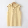 thumbnail image 6 of Mens Tank Top Beach Baggy Cotton Linen Solid Button Beach Sleeveless Hooded Shirt Tank Tops Blouses, 6 of 9