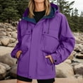 thumbnail image 2 of Women's Rain Jacket Zipper Packable Lightweight Windbreaker Water_Resistant Pullover Jackets with Hood Hiking Travel Cargo Jackets (Purple,M), 2 of 6