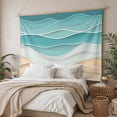 thumbnail image 3 of Turquoise Large Tapestry for Bedroom Wall Hanging Tapestry, Ocean Wave Stripes Modern Abstract Beach Ceiling Backdrop Tapestries Poster Blanket Wall Decor for Teens Room Living Room Dorm 100" x 59", 3 of 8