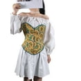 thumbnail image 3 of Corsets for Women Waist Cincher Shaper Boned Satin Vintage Print Design Front Hook Buckle Back Drawstring Strap Slim Fit Push Up Shaper Tops, 3 of 9