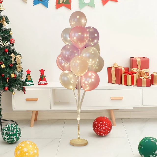 Juego de 2 globos inflables navideños con soporte para guirnalda de luces, ideal para centros de mesa navideños, cumpleaños, bodas, aniversarios, festivales, Halloween, otoño y decoración del hogar.