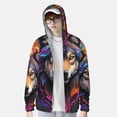 thumbnail image 2 of Fotbe Colorful Wolf Head Chaqueta con Protección Solar UPF 50+ para Hombre y Mujer, Camisa con Capucha y Bolsillos-3X-Large, 2 of 7