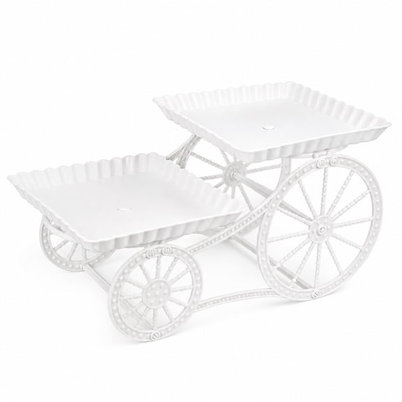 2 Tier Cake Stand Carriage Style Dessert Display Stand Plastic Cake Tower Stand for Wedding Party Catering Table Decoration