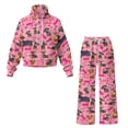 thumbnail image 4 of SCRAWLGOD Valentine's Day Decor Heart Love Dachshund Print Dark Pink Women's 2 Piece Outfits Lounge Set Oversized Turtleneck Sweatshirt Wide Leg Sweatpants Set Sweatsuit Comfortable Tracksuit, S, 4 of 7