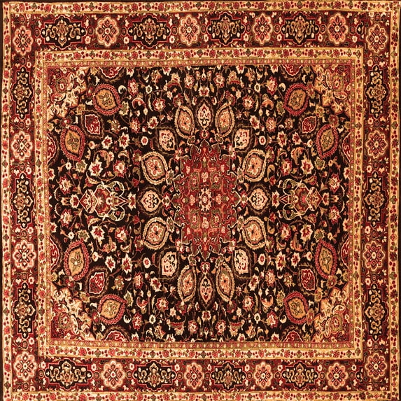 Ahgly Company Indoor Square Persian Orange Traditional Area Rugs, 8' Square