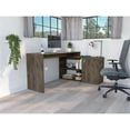 thumbnail image 2 of TUHOME Axis L-Shaped Desk Engineered Wood Desks in  Brown, 2 of 7