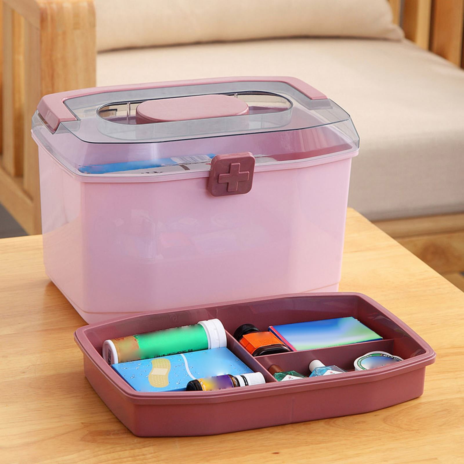 MOPOOR Medicine Storage Bag, Pill Bottle Organizer with Portable Pouch, Medication Bottle Organizer Empty with Shoulder Strap for Home Storage and Travel,Empty First Aid Kit for Home