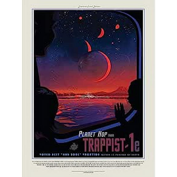 NASA Space Travel Advert Trappist 1E Planet Hop Landscape Exoplanet Travel Bureau Poster Unframed Wall Art Print Poster Home Decor