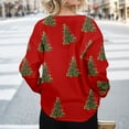 thumbnail image 5 of Christmas Sweaters For Women Funny Button Down Festive Coat Xmas Santa Christmas Tree Printed Cable Knit Pullover Red, S, 5 of 7