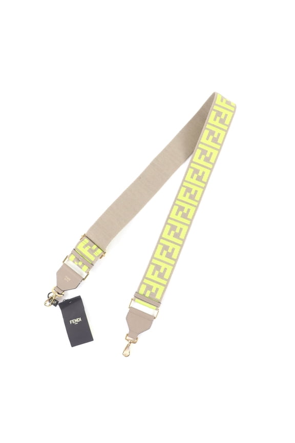 Pre-Owned FENDI 8AV134 Strap You Canvas Leather Zucca Pattern Shoulder Greige Yellow Made in...