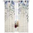 thumbnail image 2 of Sheer Curtains 96 Inches Long, Blue Flower Light Filtering Window Curtains for Living Room, Farmhouse Eucalyptus Retro Country Plant Rod Pocket Voile Sheer Curtain Drapes, 52"W x 96"L, 2 Panels, 2 of 8