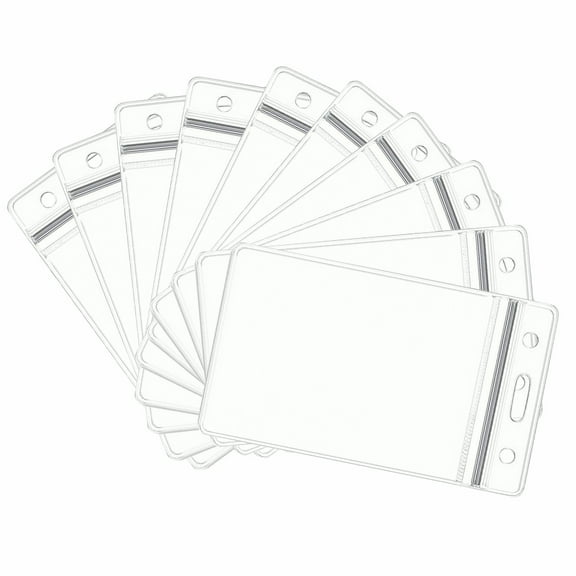 10Pcs Vertical ID Card Holders – Clear Waterproof Badge Holder Sleeve with Zip, Durable PVC Protector for Credit, VIP, Bus, and SD Cards