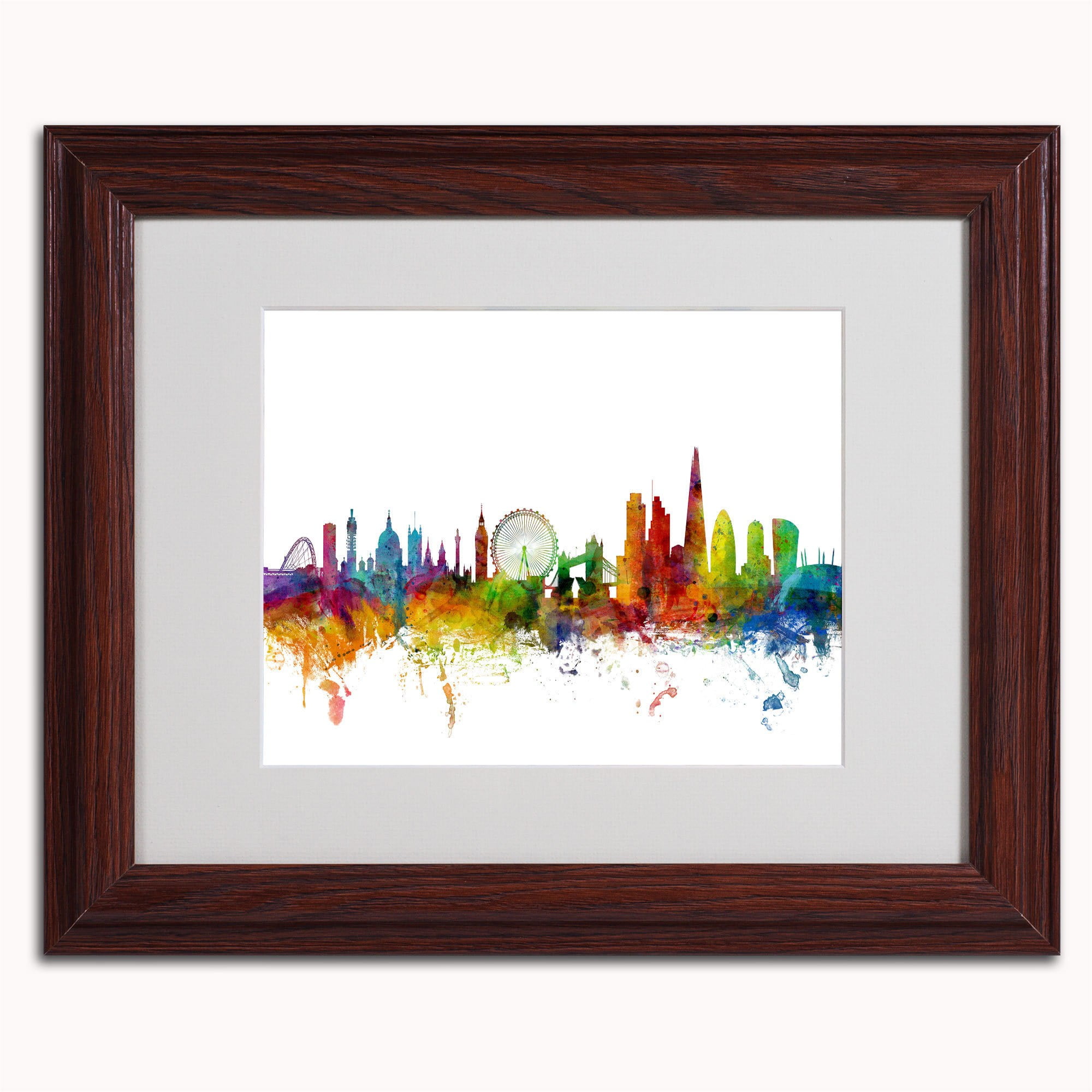 Trademark Michael Tompsett "London England Skyline IX" Art White Matte W/Wood Frame 16" x 20"