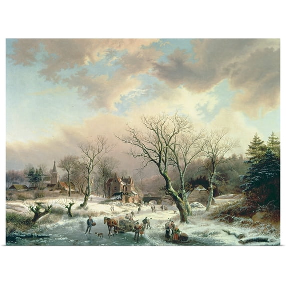 Great BIG Canvas | Rolled Johannes (1816-1853) van Velzen Poster Print entitled Winter Scene