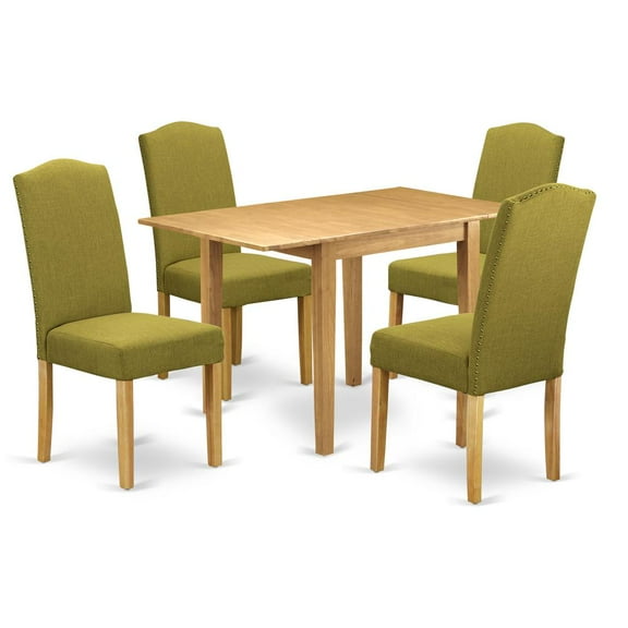 East West Furniture Norden 5-Piece Wood Dining Set in Oak/Light Pickle