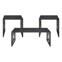 Melin 3pc Coffee and End Table Set- Geometric- Black Glass Marbled Top