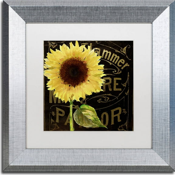 Trademark Fine Art "Sunflower Salon I" Canvas Art by Color Bakery, White Matte, Silver Frame