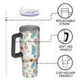 thumbnail image 4 of 40oz Pioneer Flower Floral Print Pattern Insulated Tumbler with Handle, BPA-Free Leak Proof Lid and Straws, Double Wall Vacuum, Hot 12h/Cold 34h, 4 of 6