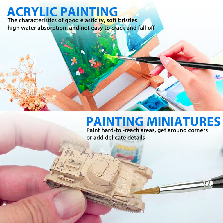9pcs 000/00/0/1/2/3/4/5/6 Miniature Paint Brush Set Sable Hair Detail Art  Painting Brushes For Gouache Acrylics Watercolor Oil - Paint Brushes -  AliExpress