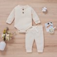 thumbnail image 2 of Gerichy Toddler Baby Boy Clothes Fall Winter Outfit, Baby Boys Girls Long Sleeve Solid Romper Bodysuit+Pants Outfits, 2 of 4