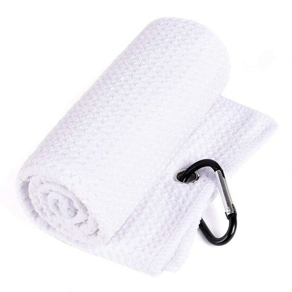 huanledash Golf Towel Delicate Touch Strong Water Absorption Quick Dry Wipe Sweat with Carabiner Fitness Gym Running Fiber Waffle Towel Daily Use