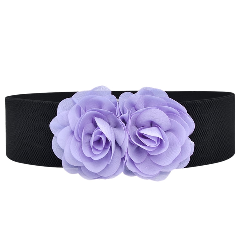 purple belts for dresses Ladies Belts Women Stretchy for Dresses Vintage Elastic Wide Fashion  Durable Waist Belt Purple