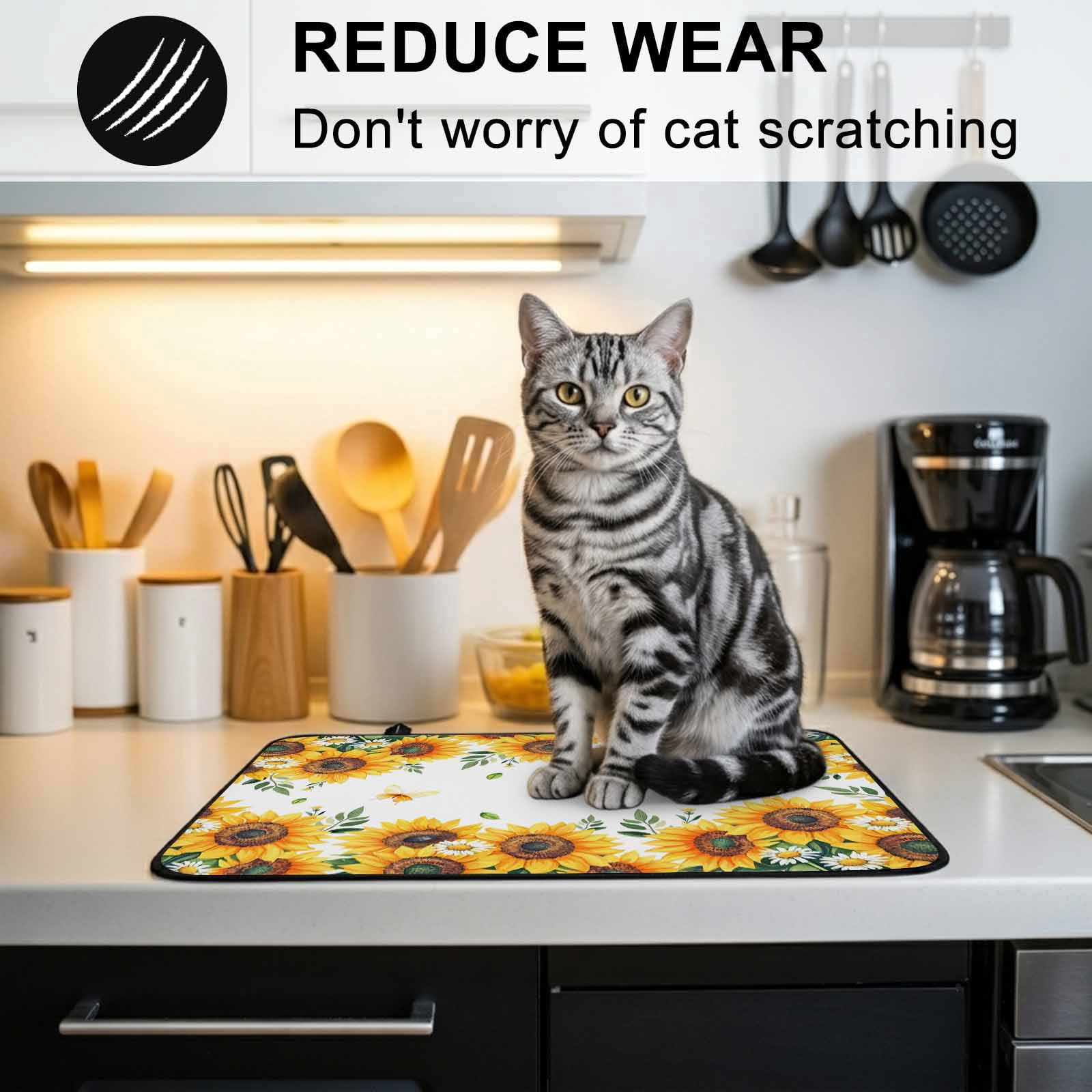 Summer Sunflower Stove Top Cover for Electric Stove, Heat-proof & Non Slip Glass Top Stove Cover Protector, Daisy Leaves Butterfly Botanical Kitchen Flat Cooktop Rubber Mat 24x21 Inches
