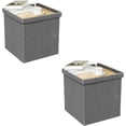 thumbnail image 1 of PINPLUS 15 inches Folding Storage Ottoman with Lid Tray,Coffee Table,Foot Rest, Ottoman Cube Chair Stool Storage Toy Chest for Living Room,Bedroom,(Set of 2 Grey), 1 of 6