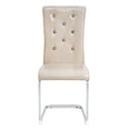 thumbnail image 6 of Set of 2 Retro Upholstered Dining Chairs,with Crystal buckle design and Faux Leather Design,Elegance and Mystery to the Dining Area,Electroplated Metal Bow Leg, 6 of 12