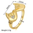 thumbnail image 2 of Love Hand Sign Rings For Women - Novelty Heart Shape Retro Alloy Rings Jewelry Accessory Gifts Gold, (size:10), 2 of 5