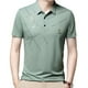 thumbnail image 3 of Camiseta de manga corta para hombre, fina, con solapa de 3 botones XL Verde, 3 of 9