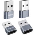 TRAHOOUSB to USB C Adapter 4 Pack, USB C Female to A Male Charger Type